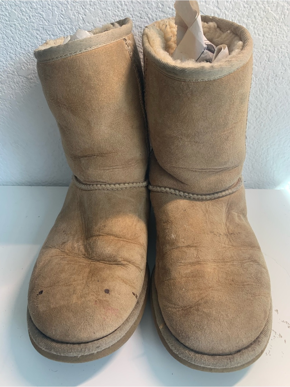 UGG Kids Tan Suede Shearling-Lined Boots